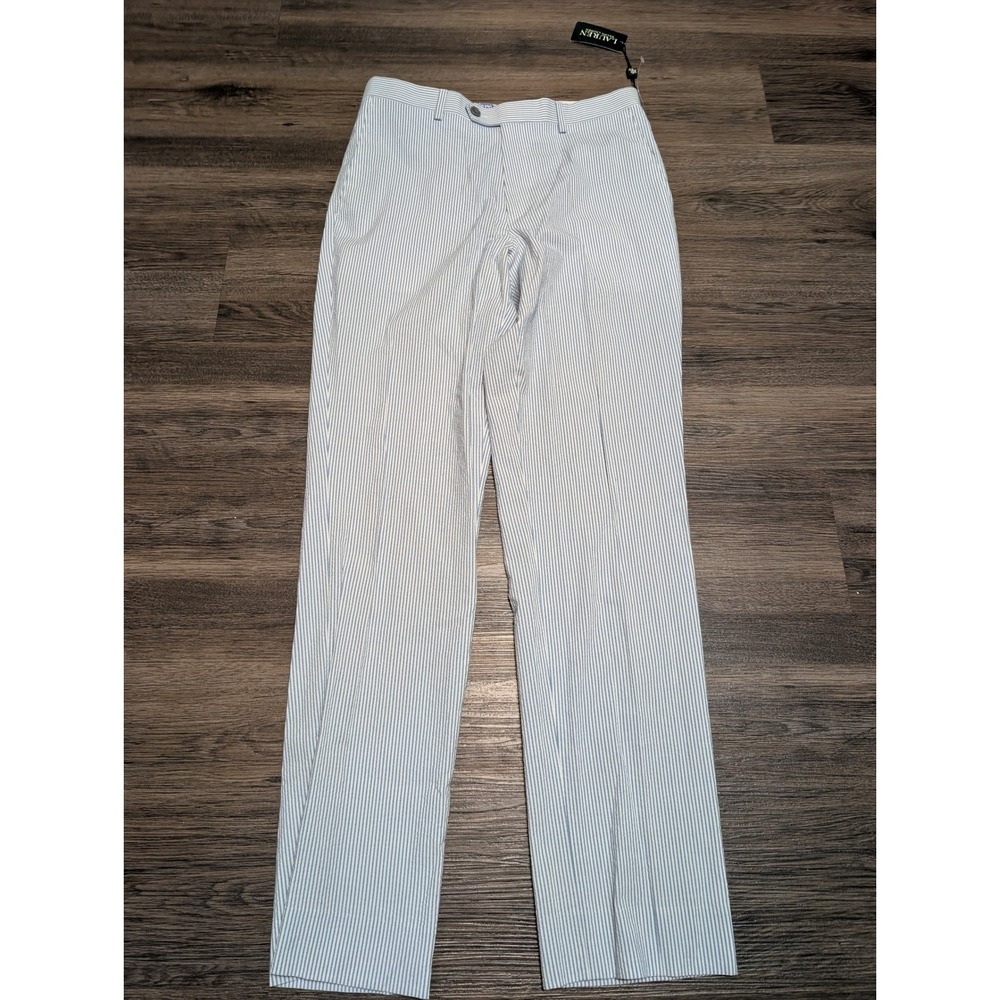 Lauren Ralph Lauren Seersucker Dress Pants Womens 18R Blue White Striped NEW